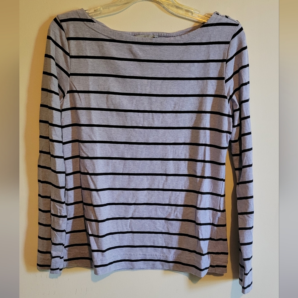 H&M Striped Long Sleeve Top - Black and Lavendar